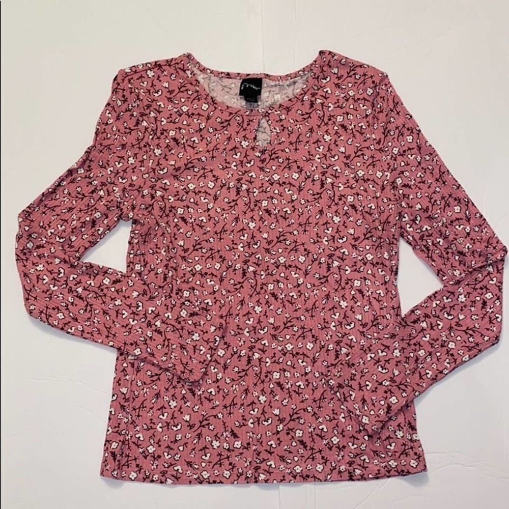 Art Class Pink Floral Long Sleeve Shirt L 10-12